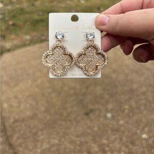 Gold and Silver Clover Earrings